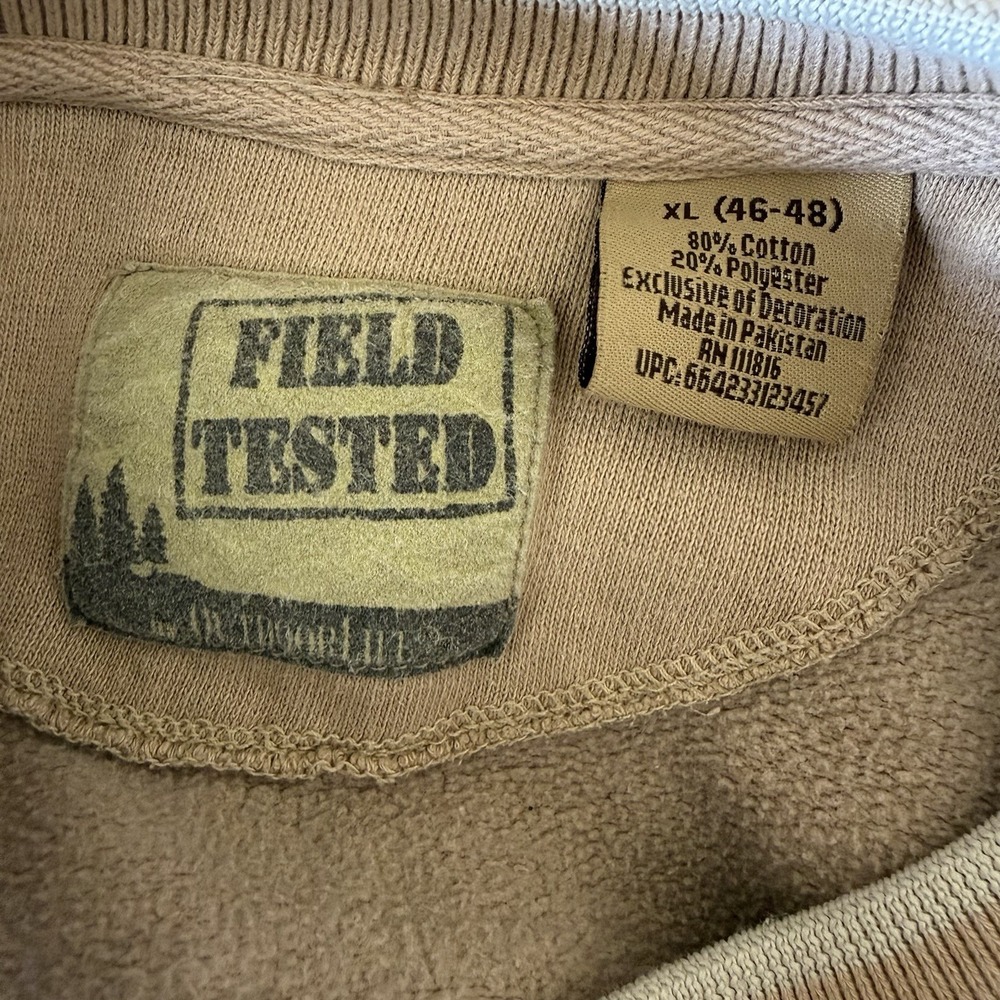 VTG Field Tested Hunting Dog Embroidered Crewneck Beige Outdoor Life (XL) Cabin - Picture 8 of 8